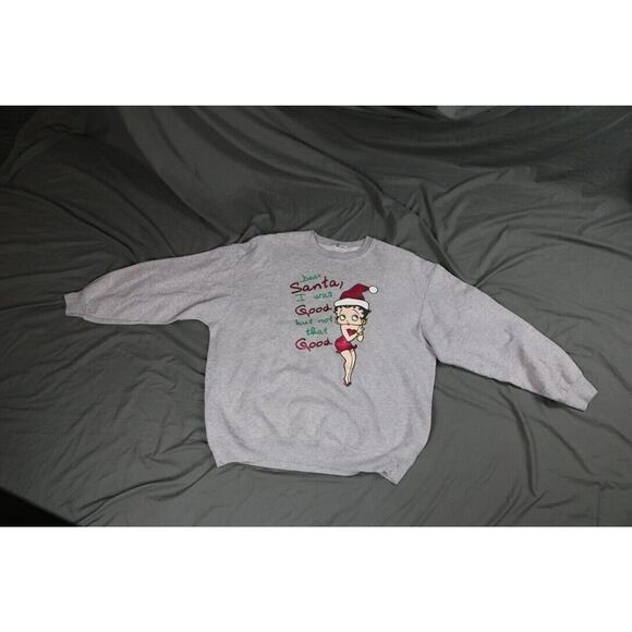 Betty Boop Sweatshirt M/L Gray Dear Santa Holiday Vintage Christmas - Picture 1 of 9